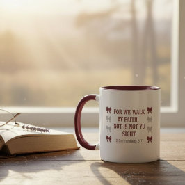 Caneca Walk by Faith Not by Sight Religious Two-Tone Mug