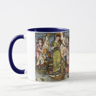 Caneca Walter Crane Navios, Senhoras Graciosas, Art Nouve