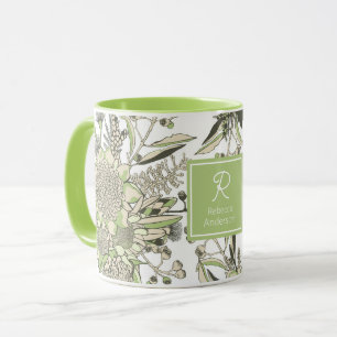 Caneca Waratah & Gumnut Eucalyptus - Verde E Branco