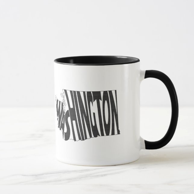 Caneca Washington Shaped State Name Black Word Art (Direita)