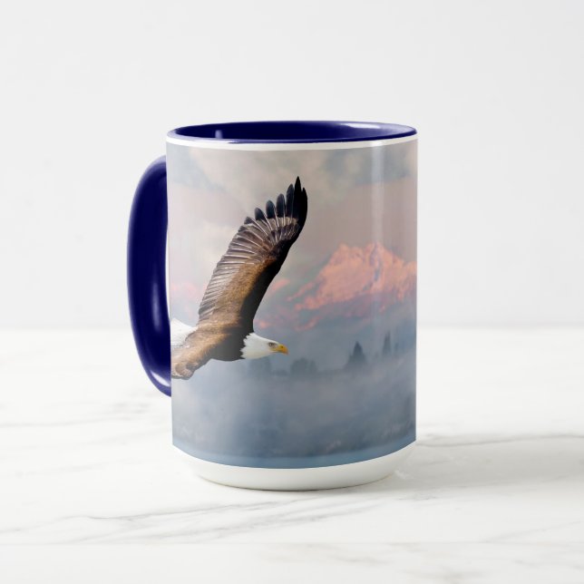 Caneca Washington State Eagle Over Olympic Mountains Blue (Frente Esquerda)