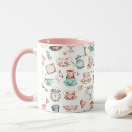 Caneca Watercolor Alice Pattern 
