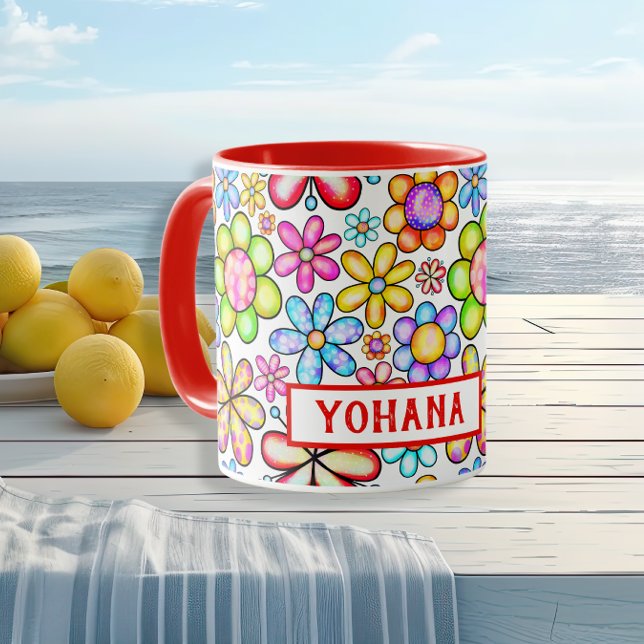 Caneca Watercolor Allover Floral Collage sob medida — Ver (Watercolor Allover Floral Collage custom Summer Mug)