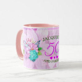 Caneca Watercolor Floral 50 e Fabuloso