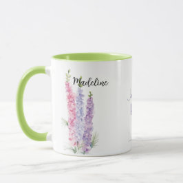Caneca Watercolor Floral Larkspur Julho, Flor de Nascimen