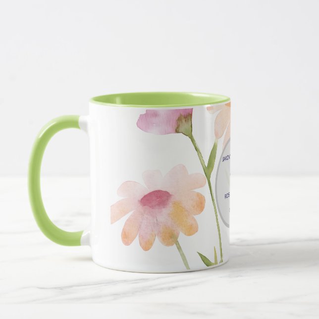 Caneca watercolor flower editable (Esquerda)