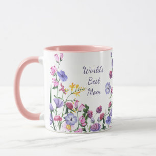 Caneca Watercolor Garden Flowers World's Best Mãe