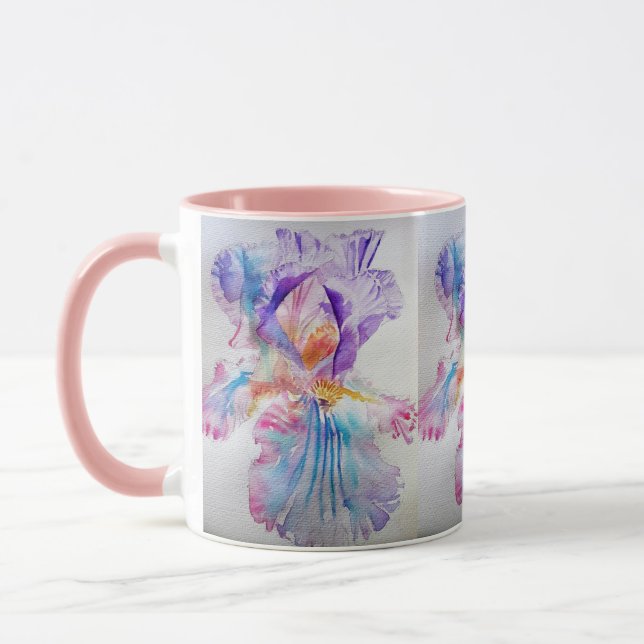 Caneca Watercolor Iris Flower Painting irai Café (Esquerda)