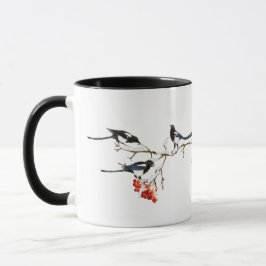 Caneca Watercolor Magpie Birds Nature Art