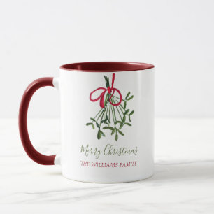 Caneca Watercolor, Mistura de Natal Festivo, Friso Vermel