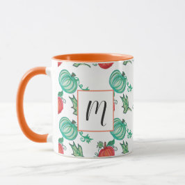 Caneca Watercolor Pumpkins Verde Laranja Verde Padrão Ver