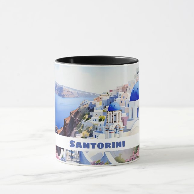 Caneca Watercolor Santorini Oia (Centro)