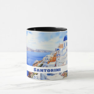 Caneca Watercolor Santorini Oia