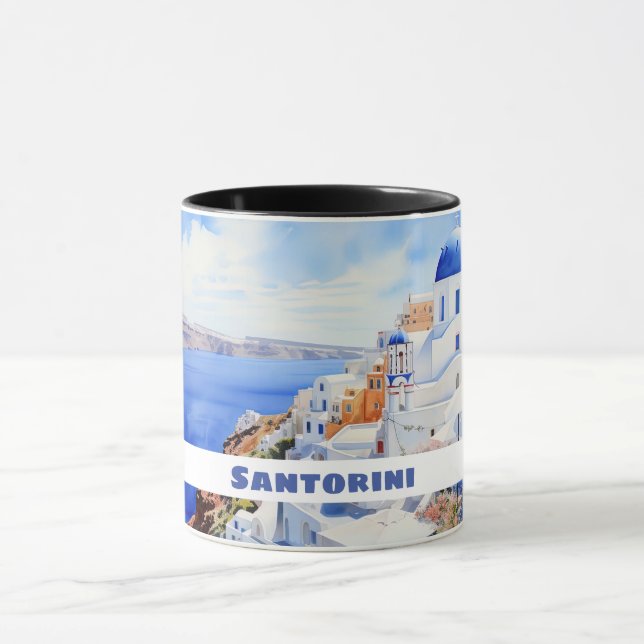 Caneca Watercolor Santorini Oia (Centro)