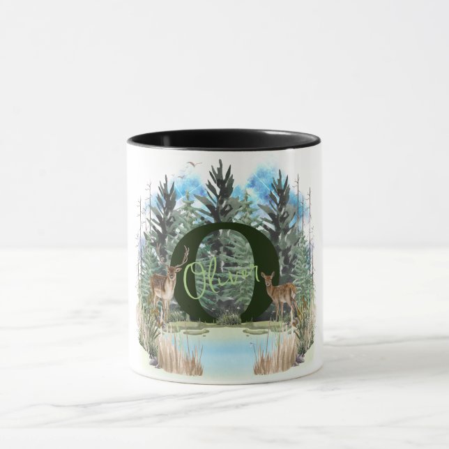 Caneca Watercolor Veer Personalizado Monograma - Letra O (Centro)