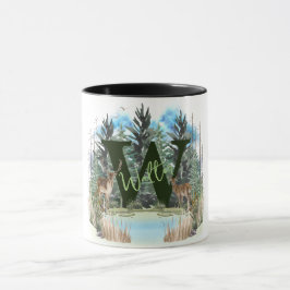 Caneca Watercolor Veer Personalizado Monograma - Letra W