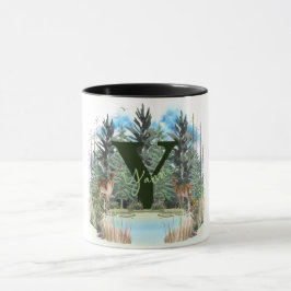 Caneca Watercolor Veer Personalizado Monograma - Letra Y