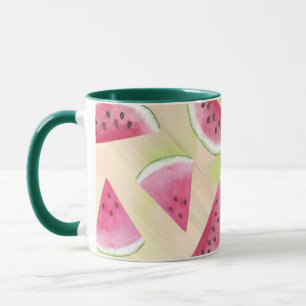Caneca Watercolor Watermelon Slices Paint Paint Traços d