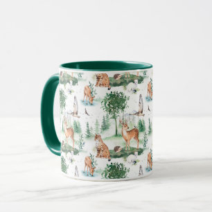 Caneca Watercolor Woodland Baby Animal Patterno