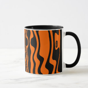 Caneca Wavey Stripey - preto e laranja