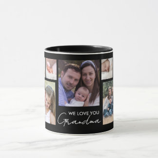 Caneca We Love You Grandma 13 Photo Collage Black  