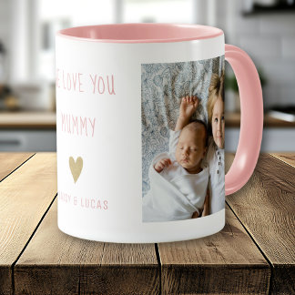 Caneca We Love You Mummy 2 Photo  Personalised  Pink