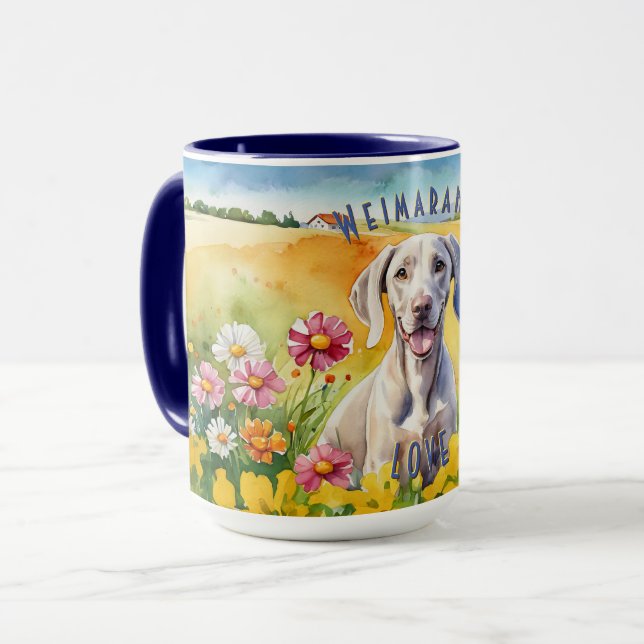 Caneca Weimaraner Sunrise Combo Mug (Frente Esquerda)