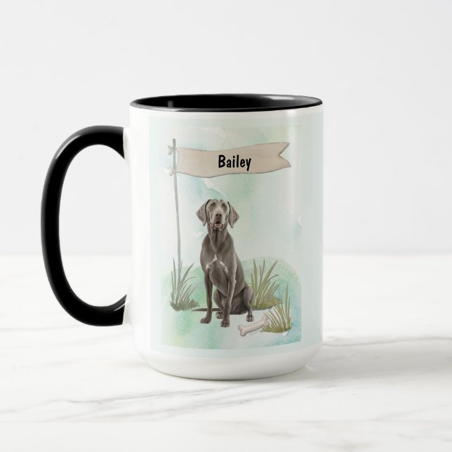 Caneca Weimaraner Watercolor Personalized Dog (Esquerda)