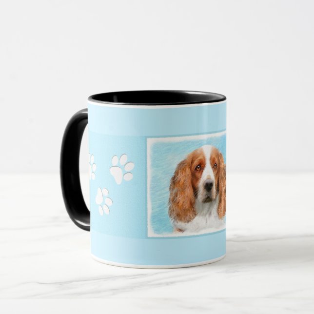 Caneca Welsh Springer Spaniel Painting - Arte Original De (Frente Esquerda)