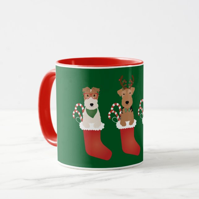 Caneca Welsh Wire Fox Terrier Dogs Natal (Frente Esquerda)