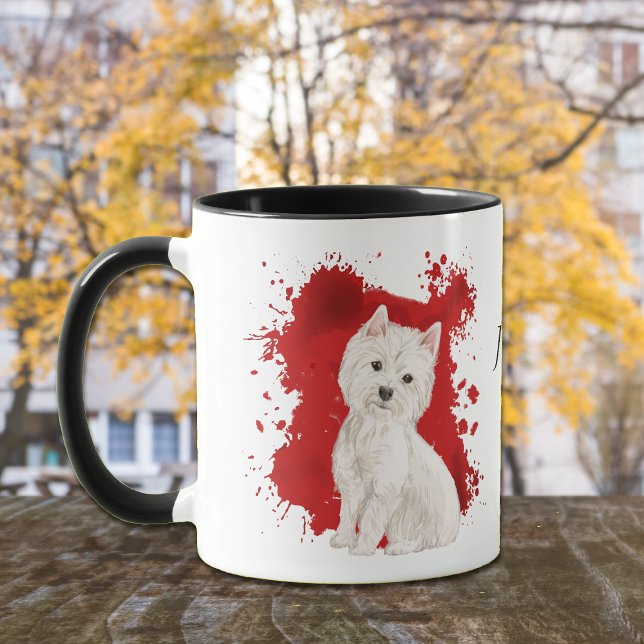Caneca West Highland White Terrier Red Background (Criador carregado)