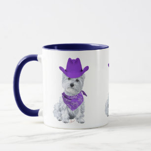 Caneca Westie Cowboy de Roxo