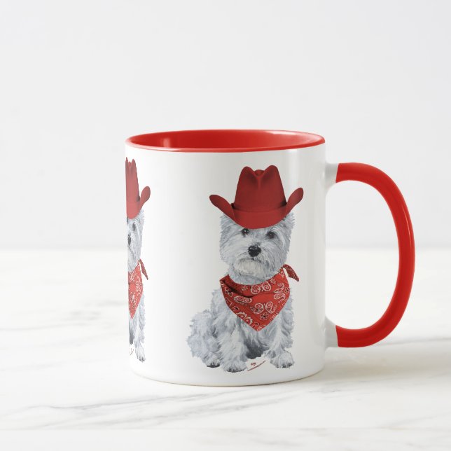 Caneca Westie Cowboy de Vermelho (Direita)