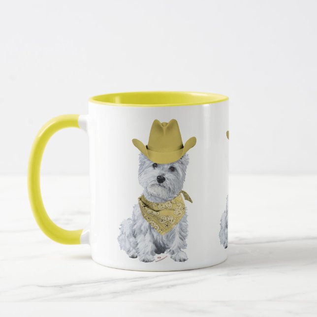 Caneca Westie Cowboy em amarelo (Esquerda)