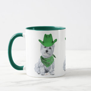 Caneca Westie Cowboy em verde