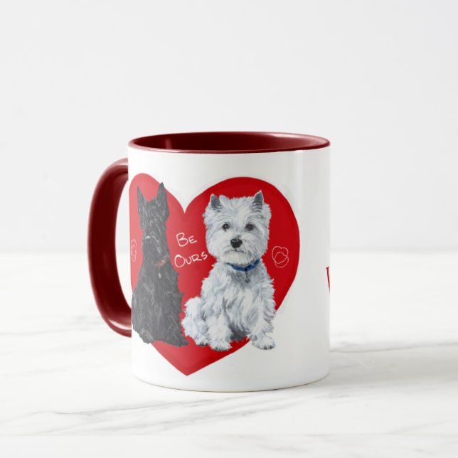Caneca Westie e Scottie Valentine (Frente Esquerda)