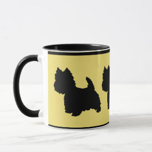 Caneca Westie Silhouette em amarelo