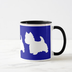 Caneca Westie Silhueta Vermelho e Azul