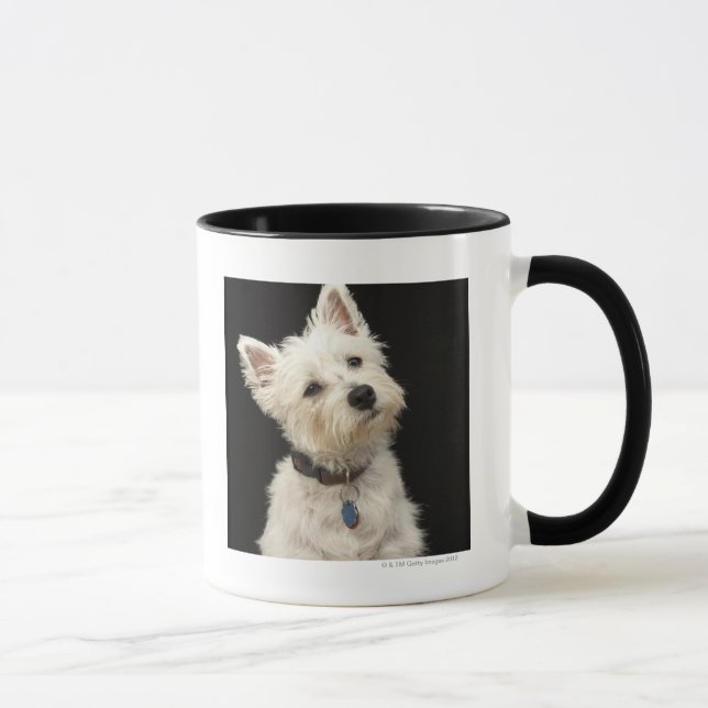 Caneca Westie (terrier ocidental das montanhas) com colar (Direita)