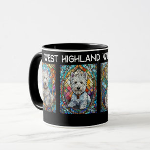 Caneca Westies De Vidro Manchado