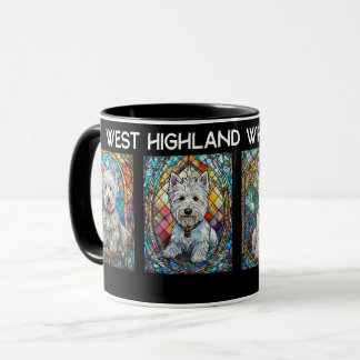 Caneca Westies De Vidro Manchado