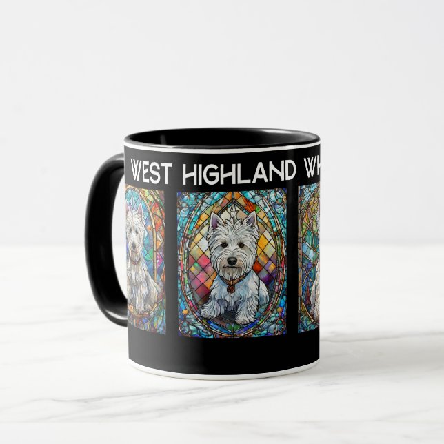 Caneca Westies De Vidro Manchado (Frente Esquerda)