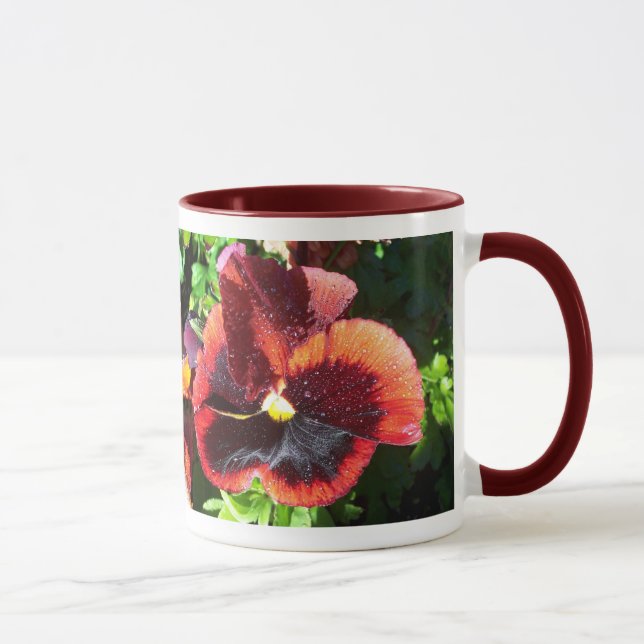 Caneca Wet Pansy Customizable Mug com aspas (Direita)