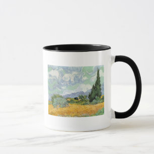 Caneca Wheatfield com ciprestes, 1889 de Vincent van Gogh