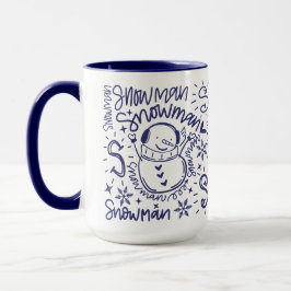 Caneca Whimsical Snowman Word Art Natal