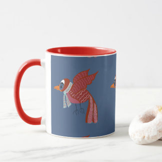 Caneca Whimsical winter bird with scarf