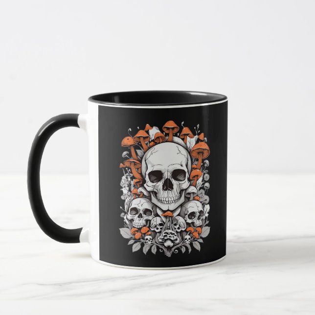 Caneca Whimsigoth Skulls & Mushroom Vintage Botanic Ae (Esquerda)