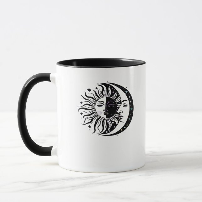 Caneca Whimsigoth Watercolor Sun Moon Witchy Classic (Esquerda)