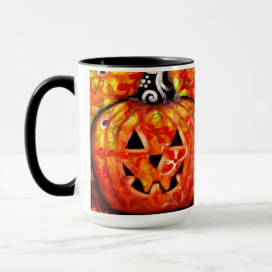 Caneca Whimssieen Jack O Lanterna Laranja Floral