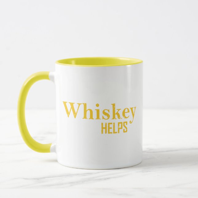 Caneca Whiskey ajuda álcool engraçado dizendo aspas de uí (Esquerda)